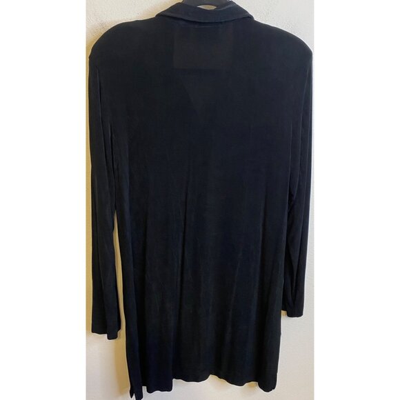 Chicos Travelers Cardigan Womens 2 US Large Black Slinky Button Up Stretch - Picture 2 of 3